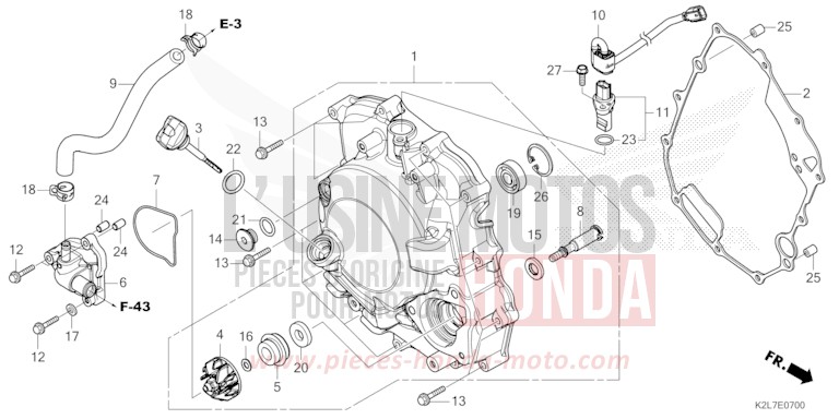 KURBELGEHAEUSEABDECKUNG/WASSERPUMPE von ADV 350 MAT CARNELIAN RED METALLIC (R384) von 2022